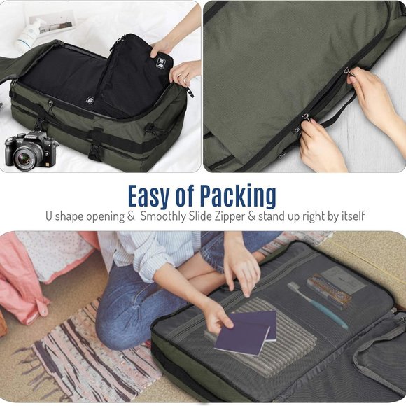 38L Travel Max Duffel Bag 20" Carry On Backpack-Duffel Hybrid Bag (Army … - Picture 7 of 8